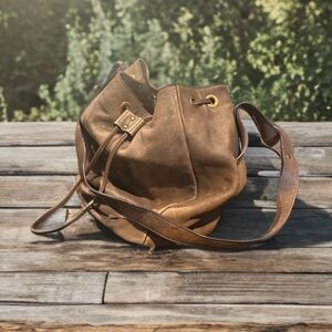 Rare Vintage Miss Albright tan/gray Leather Hobo Bag